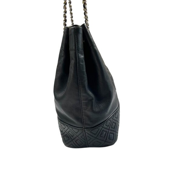 Tory Burch Soft Quilted Fleming Mini Bucket Bag Black Leather - Picture 12 of 16